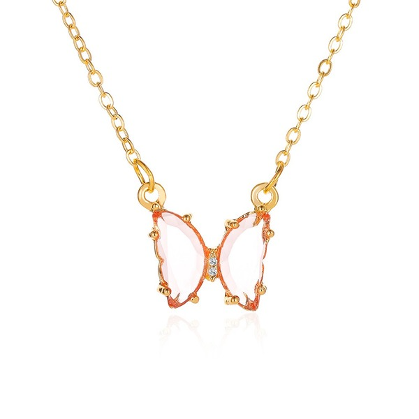 Wholesale Alloy Glass Butterfly Necklace